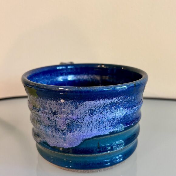 Dirtworks Pottery Mug Coffee or Soup Wide Blue Signed Nelda Seagrove NC - Picture 2 of 7